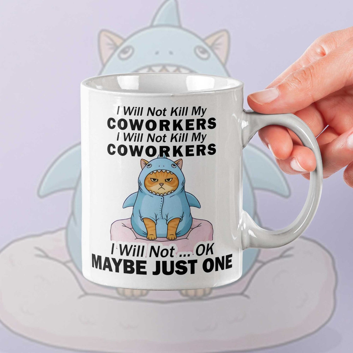 Funny Office Mug I Will Not Kill My Coworkers Humour Cat Novelty Tea Coffee