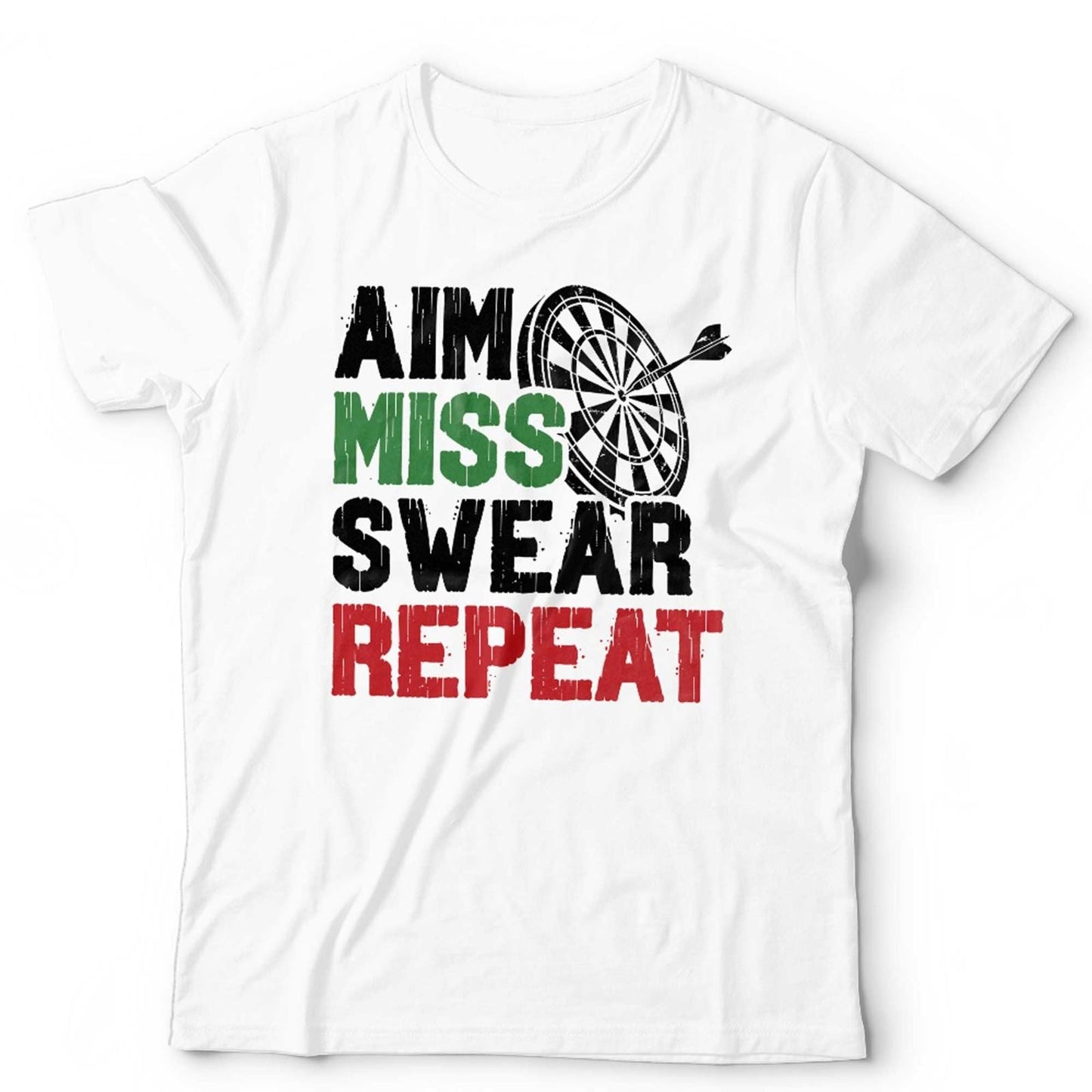 Funny Dart Tshirt Unisex Aim Miss Swear Repeat Arrows Darts Humorous Sports Gift