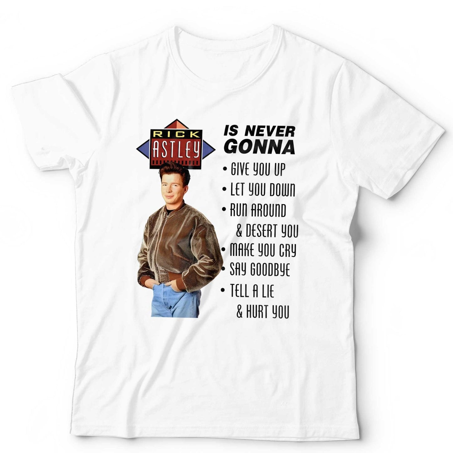 Rick Astley Never Gonna Give You Up Tee Funny Lyric Meme Vintage Style T Shirt