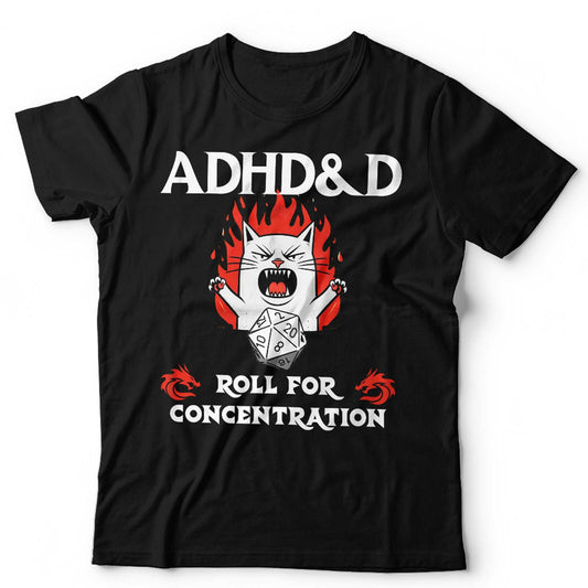 ADHD DandD Tshirt Unisex and Kids Dungeon Master Gamer Role Play Cats Funny Dice