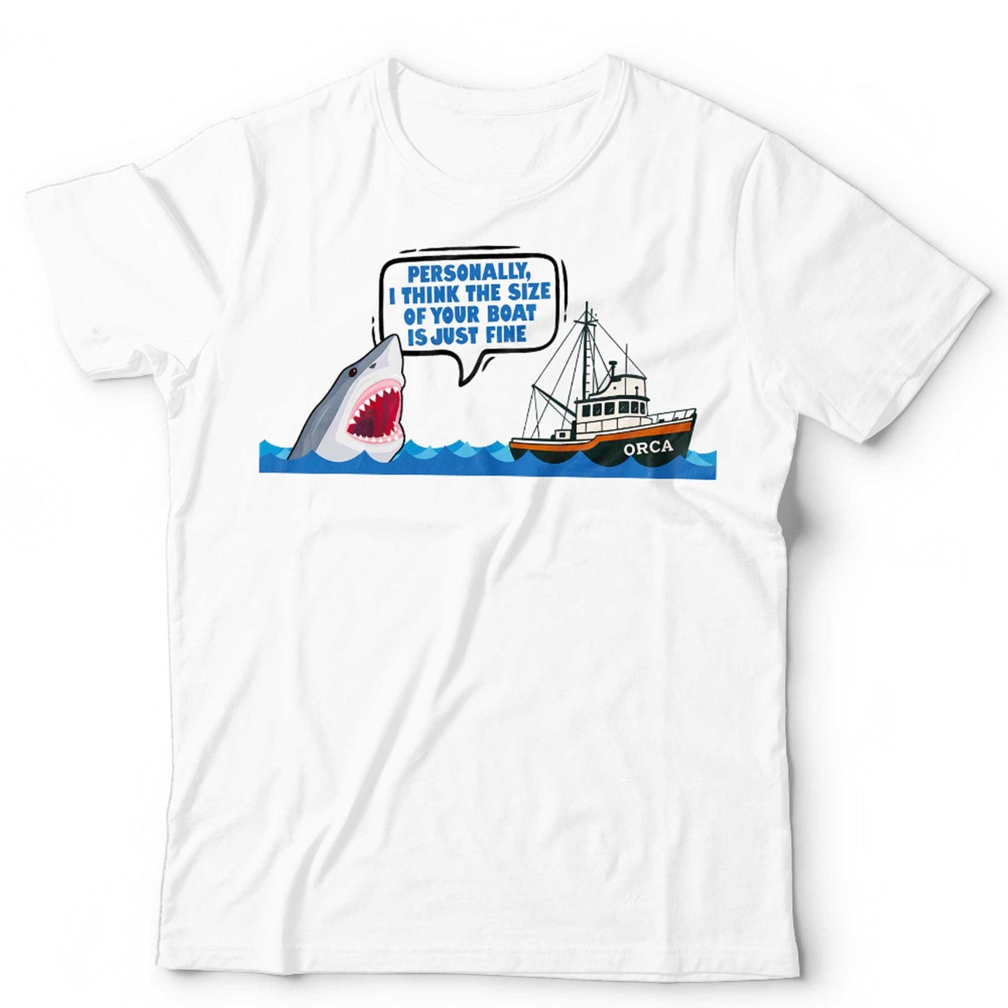 Jaws Tshirt Unisex and Kids Funny Personally I Think The Size Of Your Boat Cartoon