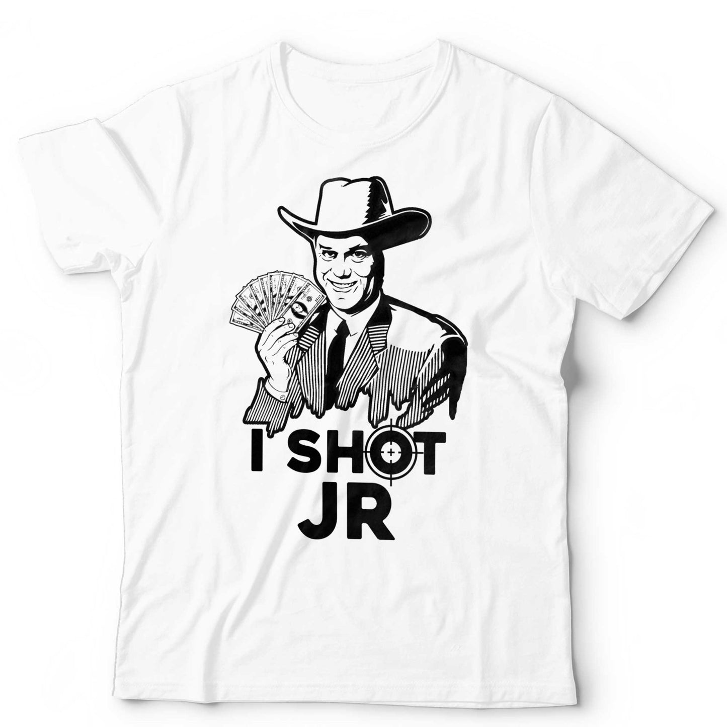 I Shot JR T-Shirt Retro 80s Cult TV Dallas Ewing Funny Geek Nerd Father Ted