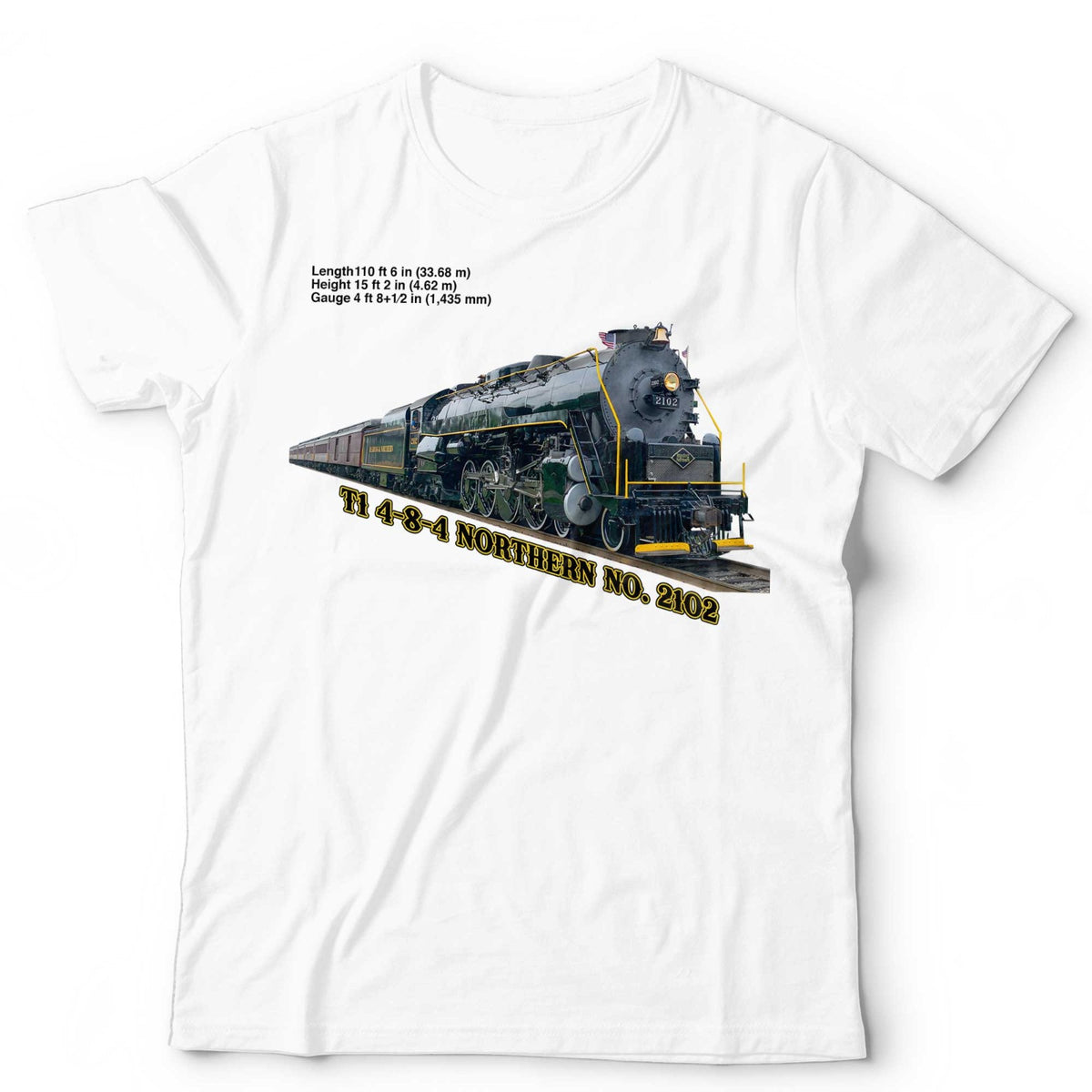 Train T-Shirt Northern No. 2102 Steam Locomotive Railfan Unisex & Kids