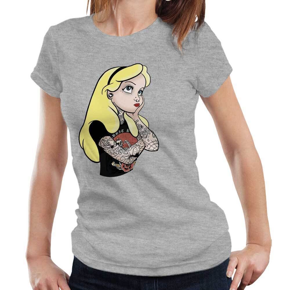 Inked Alice In Wonderland Ladies Fitted Tshirt