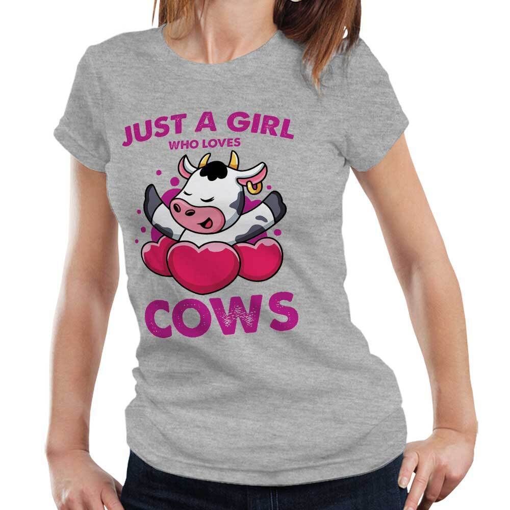 Just A Girl Who Loves Cows Fitted Ladies Tshirt