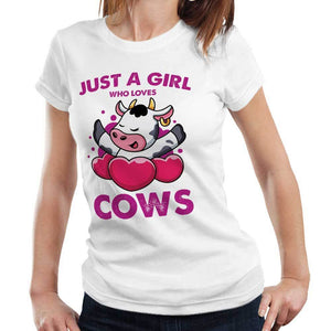 Just A Girl Who Loves Cows Fitted Ladies Tshirt