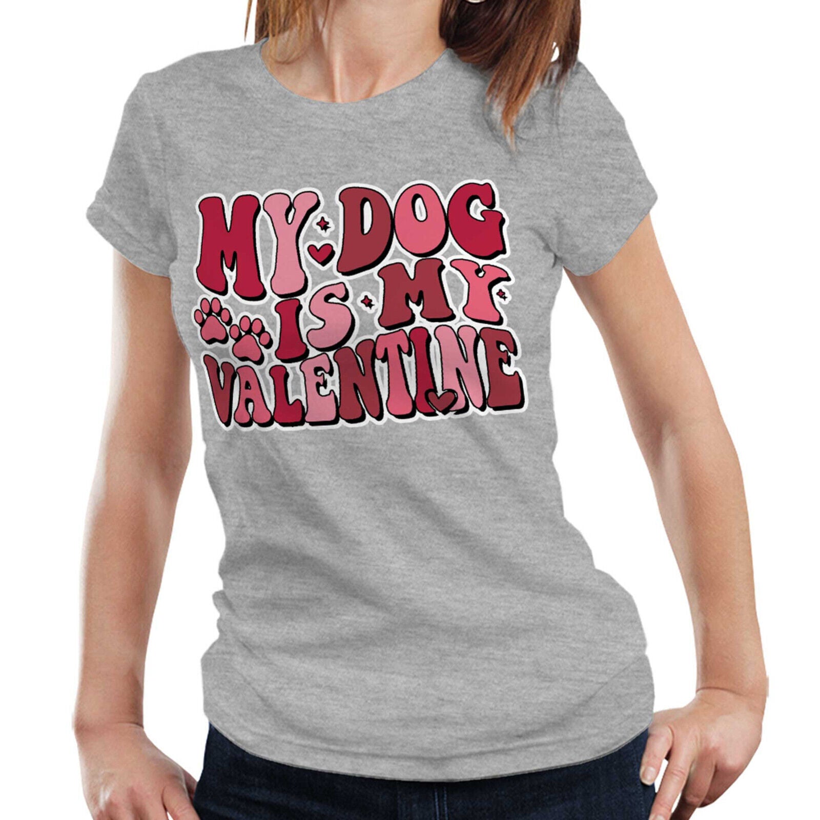 My Dog Is My Valentine Fitted Ladies Tshirt