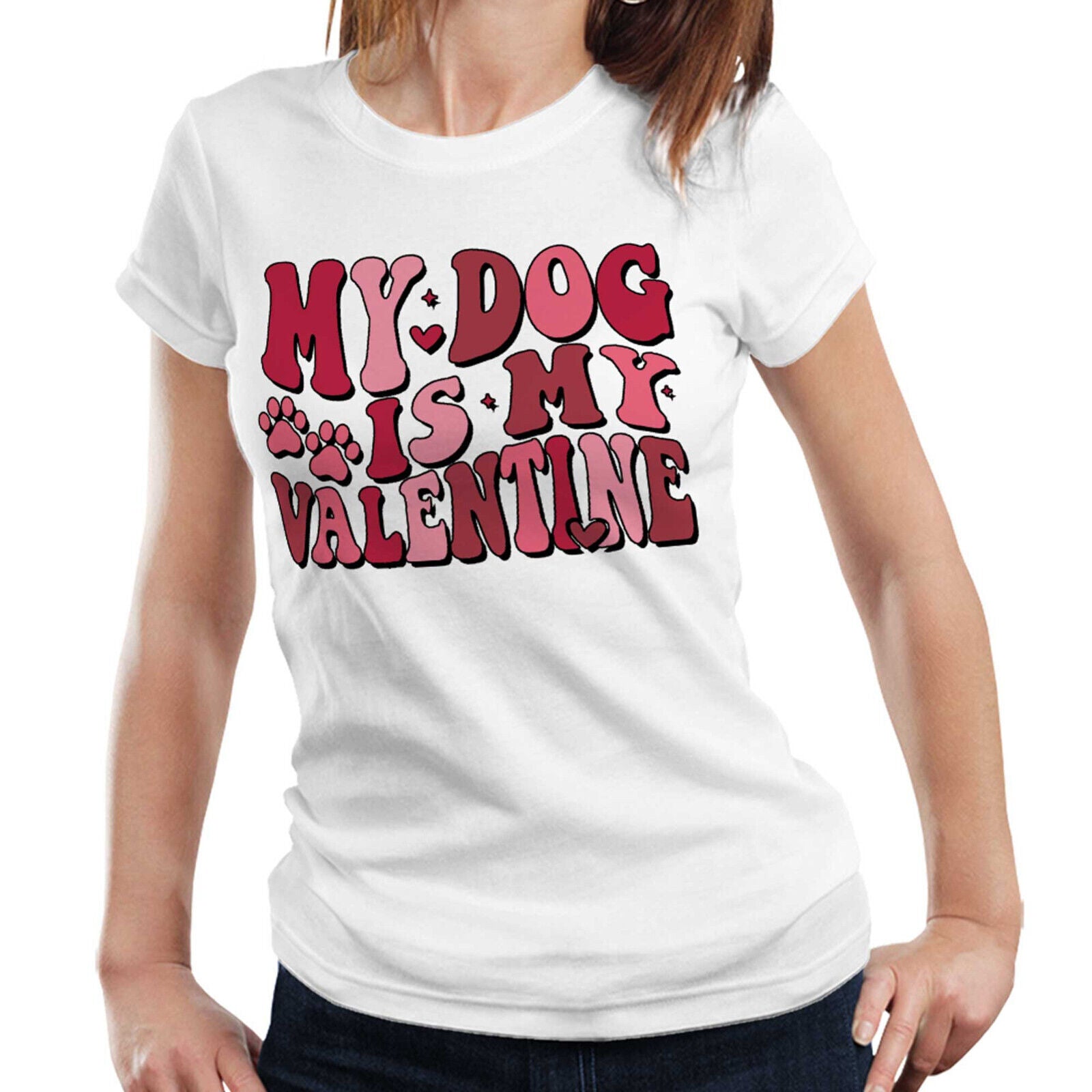 My Dog Is My Valentine Fitted Ladies Tshirt