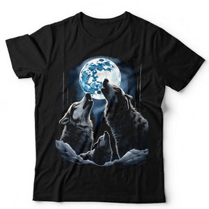 Wolf Howling Moon Tshirt Unisex
