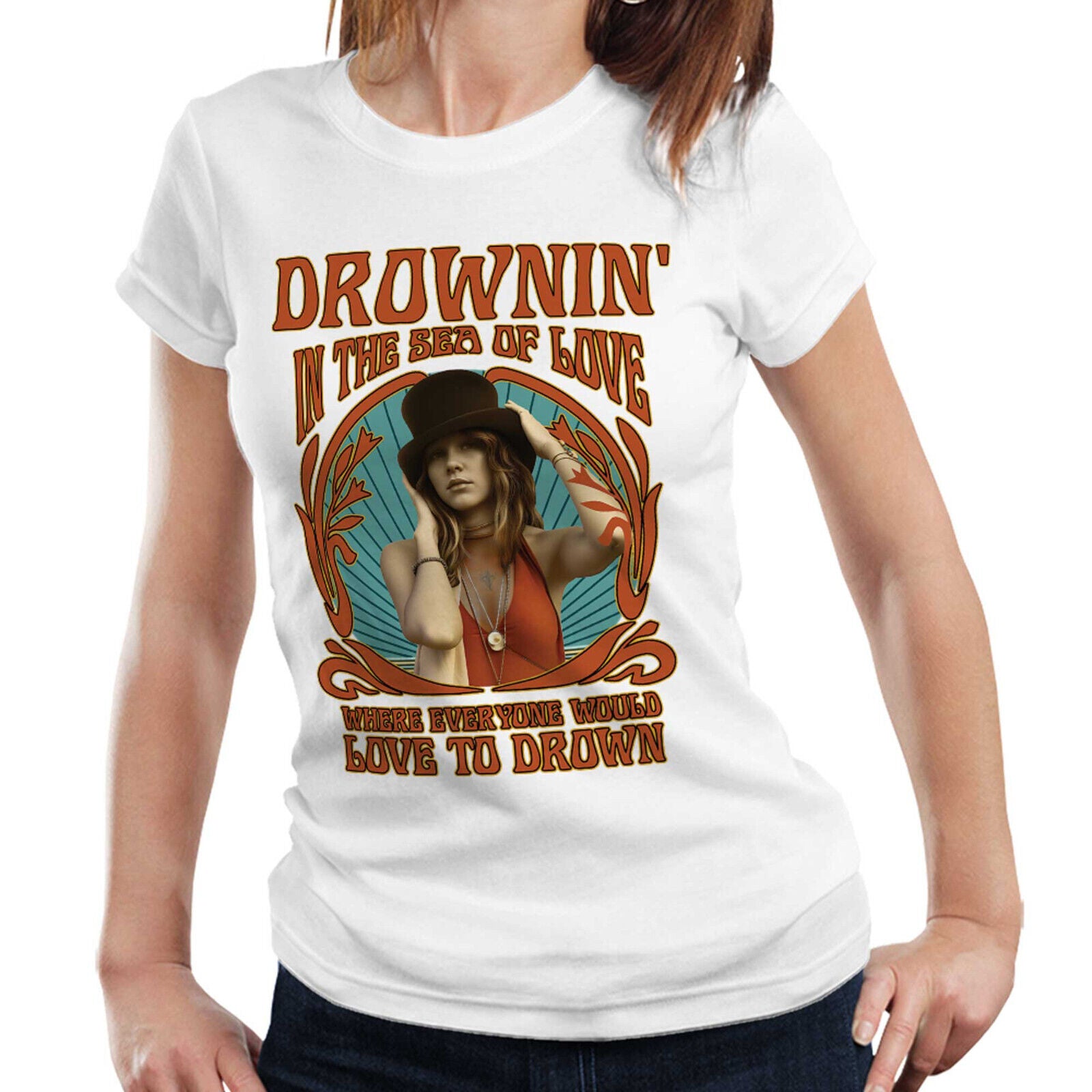 Drownin' In The Sea Of Love Stevie Nicks Fitted Ladies TShirt