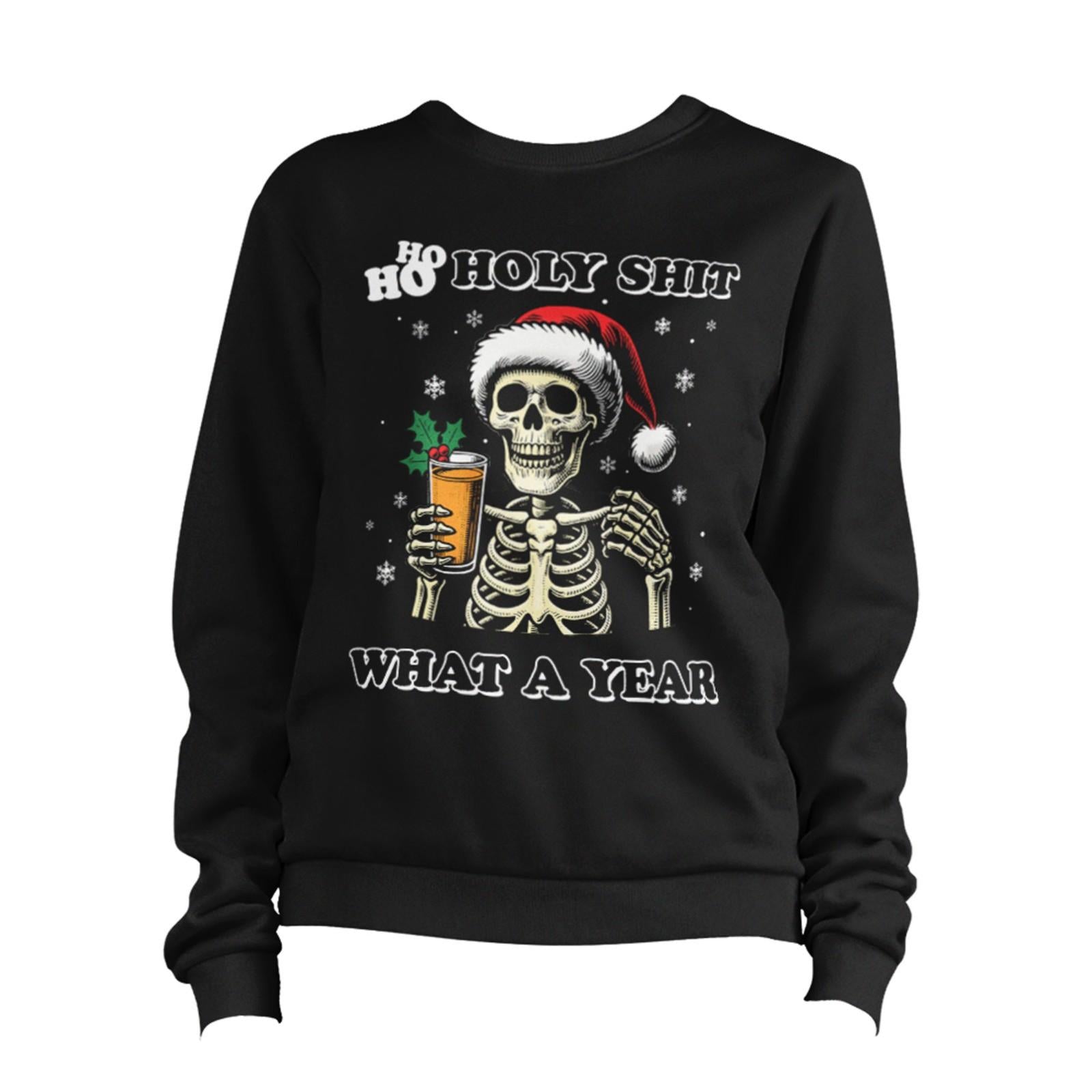 Ho Ho Holy Sh*t Christmas Skeleton Sweatshirt Unisex