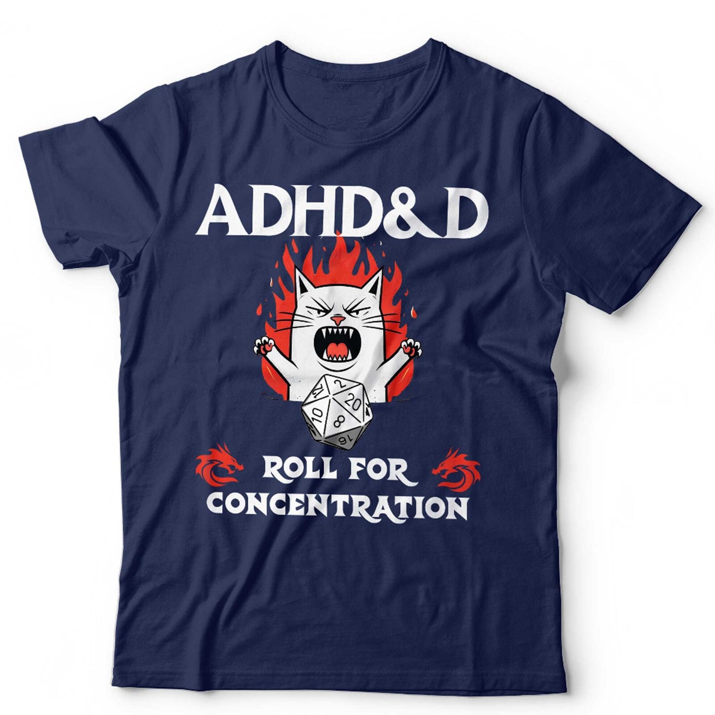 ADHD DandD Tshirt Unisex and Kids Dungeon Master Gamer Role Play Cats Funny Dice
