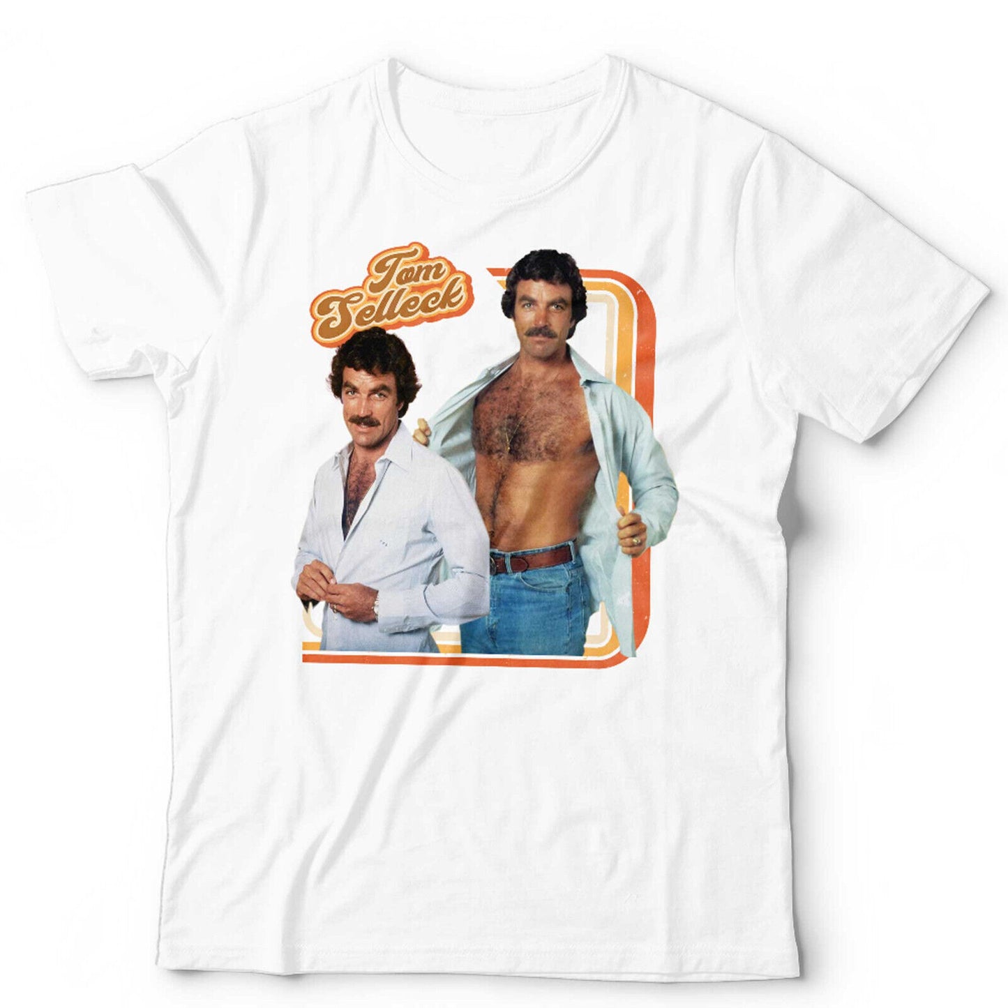 Tom Selleck Tshirt 70s Retro Star Unisex and Kids Throwback Homage Vintage Macho