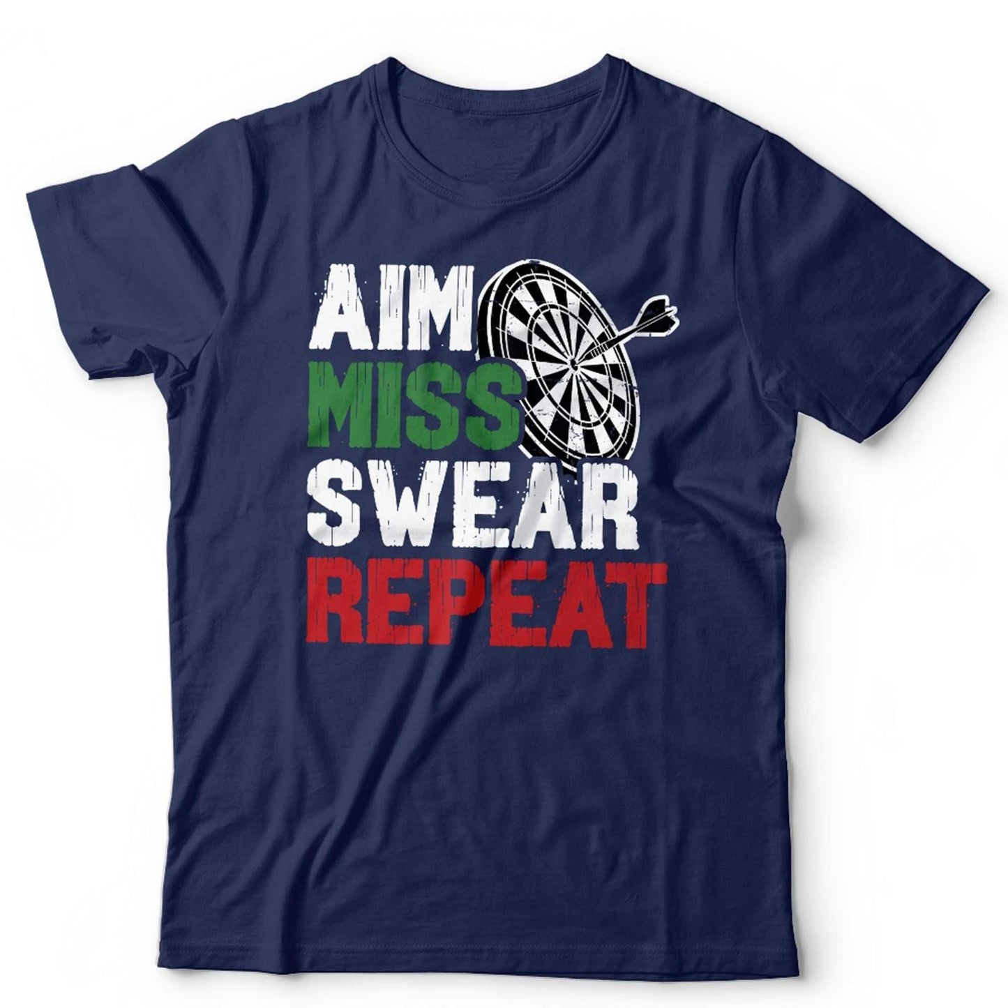 Funny Dart Tshirt Unisex Aim Miss Swear Repeat Arrows Darts Humorous Sports Gift