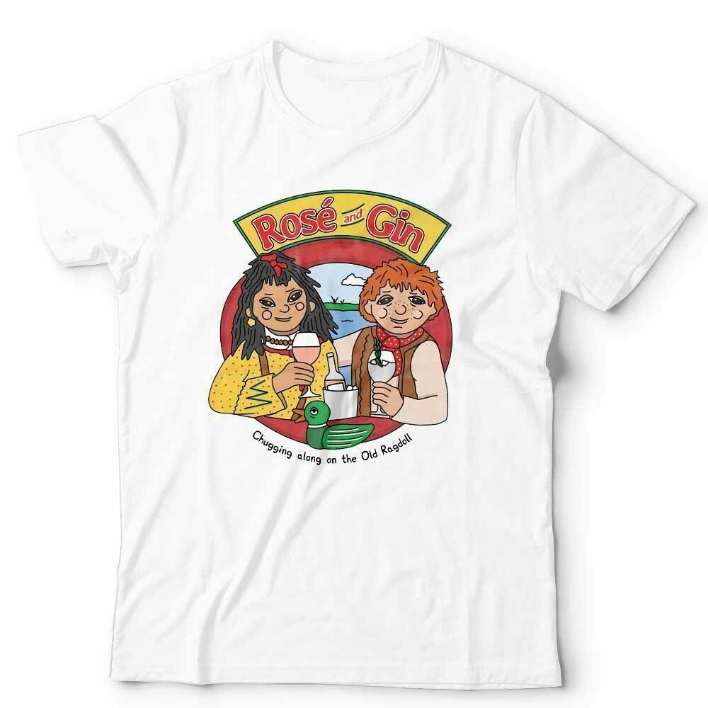 Rose And Gin Tshirt Unisex  Funny 90s Cartoon Drinking Wine Parody Humour
