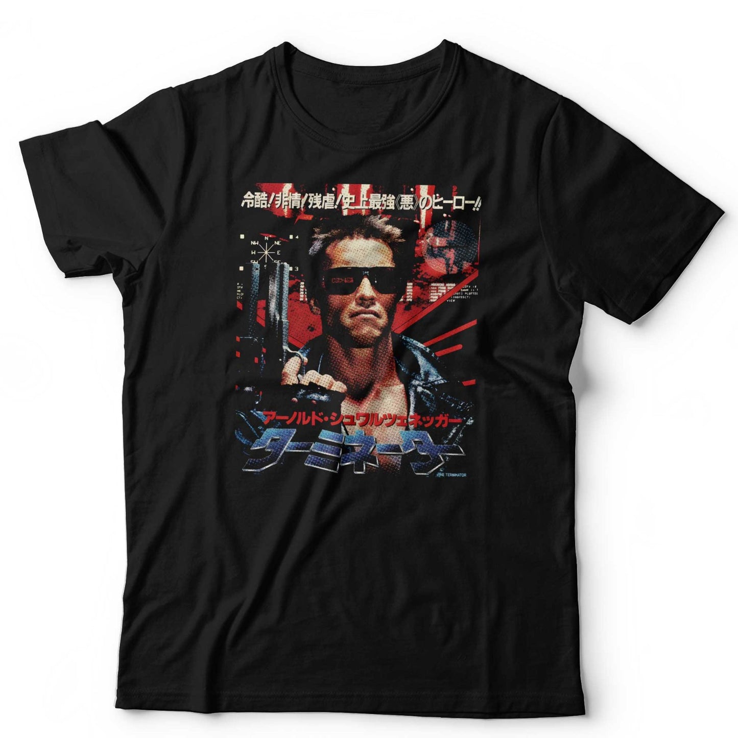 Terminator TShirt Arnold Schwarzenegger Japanese Poster Retro Print Tee Halftone