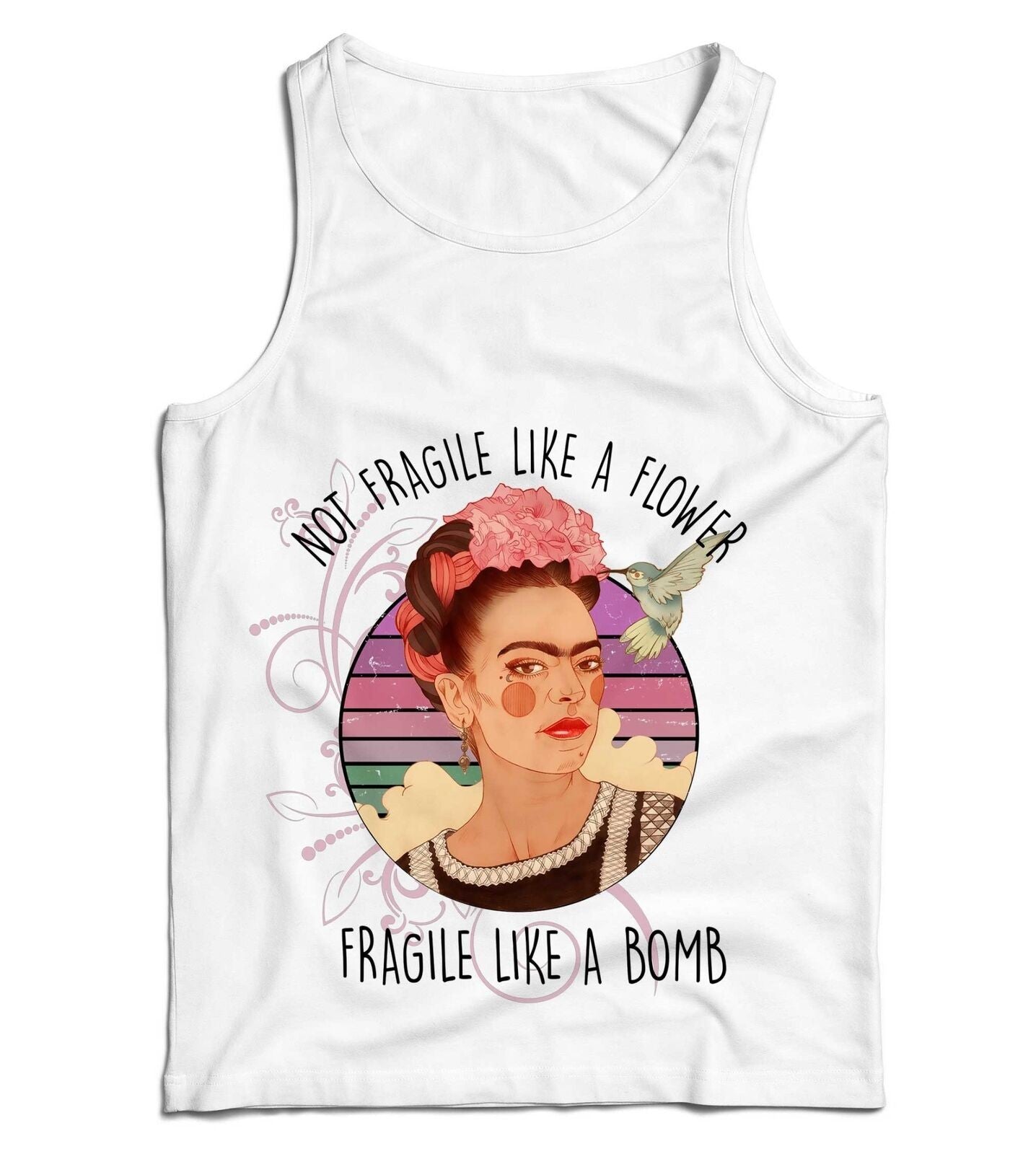 Frida Kahlo Ladies VestTank Top Not Fragile Like A Flower Humour Summer