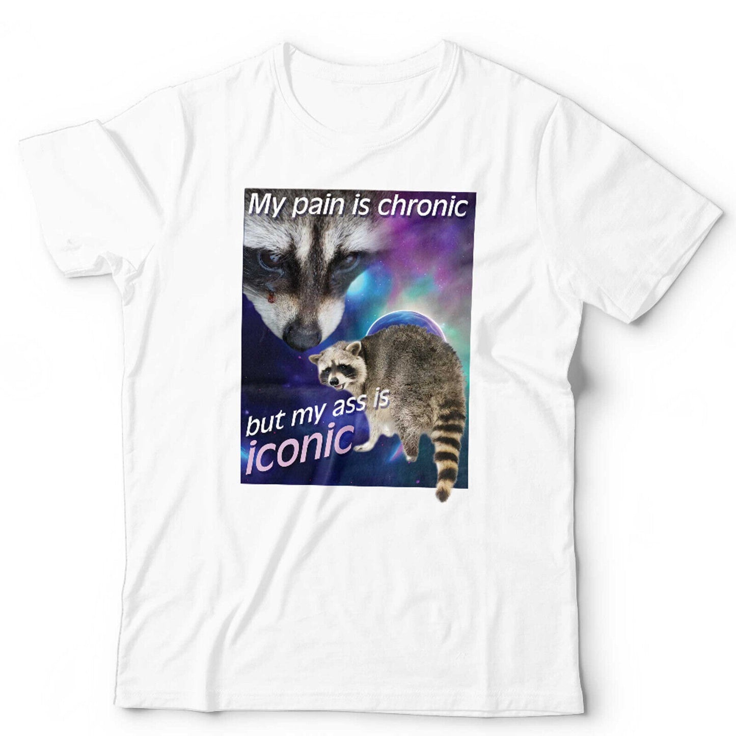 Raccoon TShirt My Pain Is Chronic But My Ass Is Iconic Unisex Meme Funny Animal