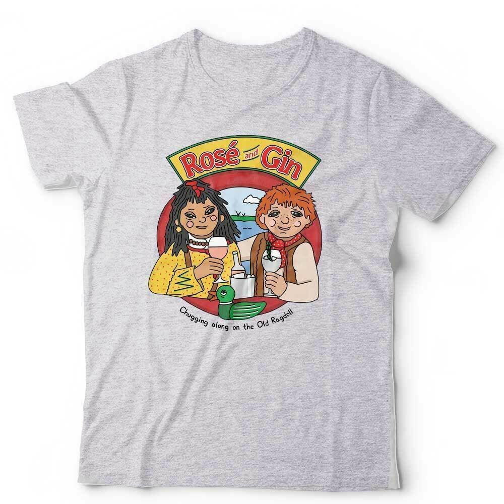 Rose And Gin Tshirt Unisex  Funny 90s Cartoon Drinking Wine Parody Humour