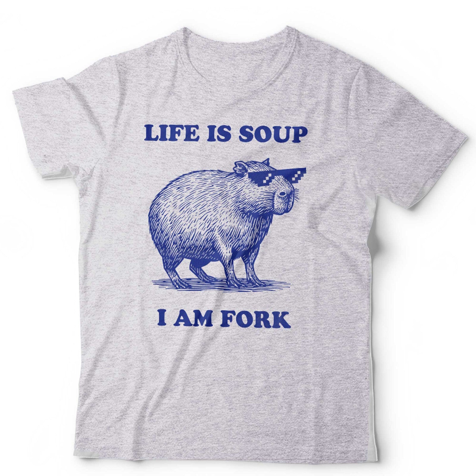 Capybara T Shirt Life Is Soup I Am Fork Unisex Funny Gift Cute Meme Vintage