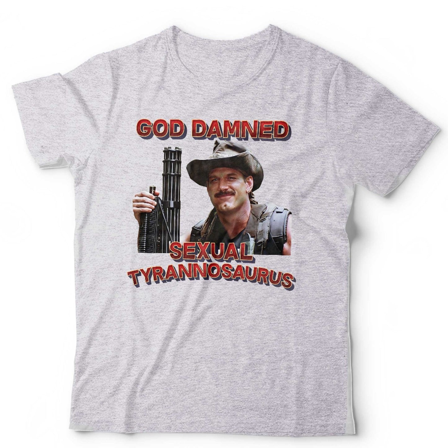 Predator T Shirt God Damned Sexual Tyrannosaurus Unisex Blain Jesse Ventura 80s