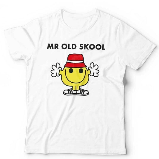 Mr Old Skool Tshirt Unisex School Clubbing Raver Music Dance   White Tshirt