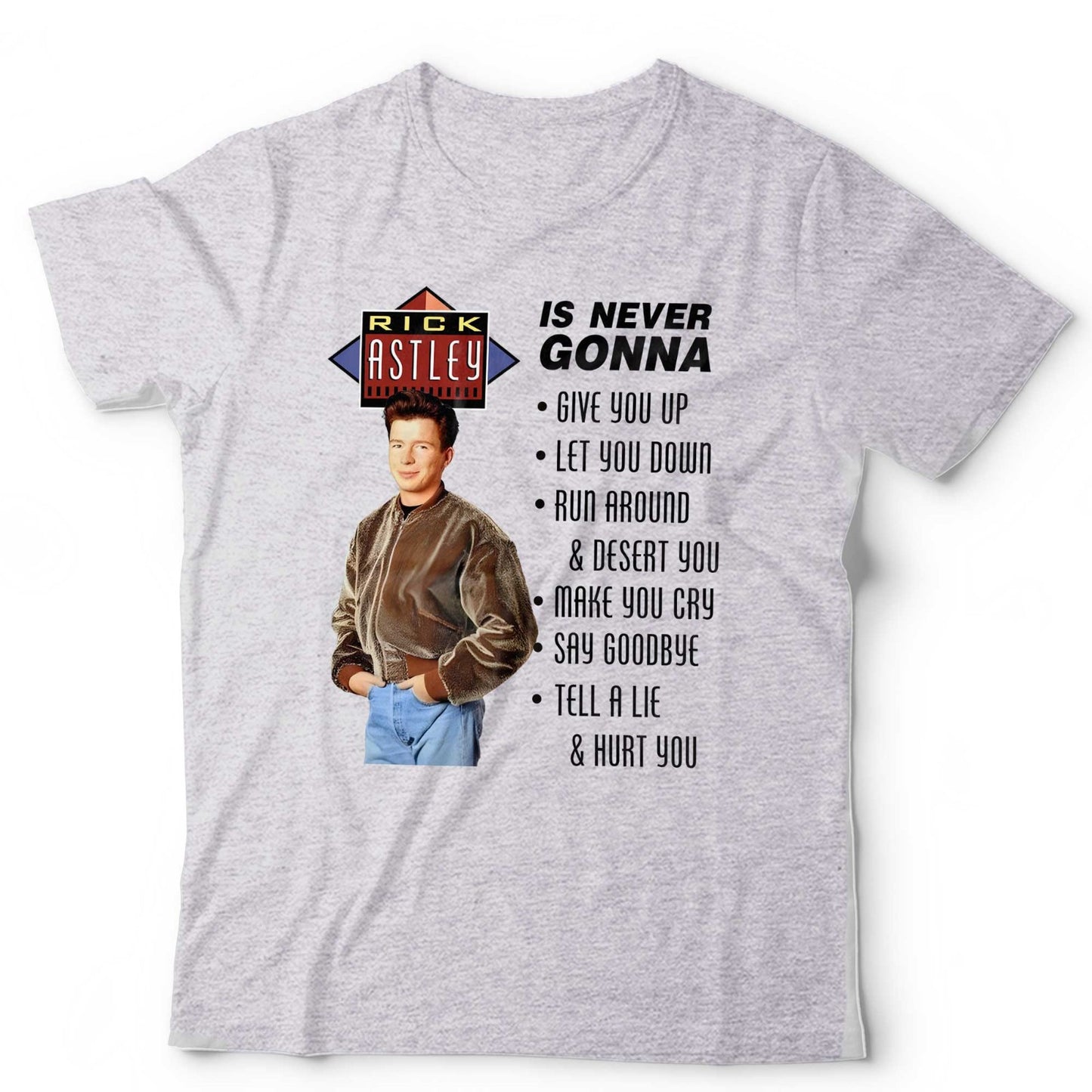 Rick Astley Never Gonna Give You Up Tee Funny Lyric Meme Vintage Style T Shirt