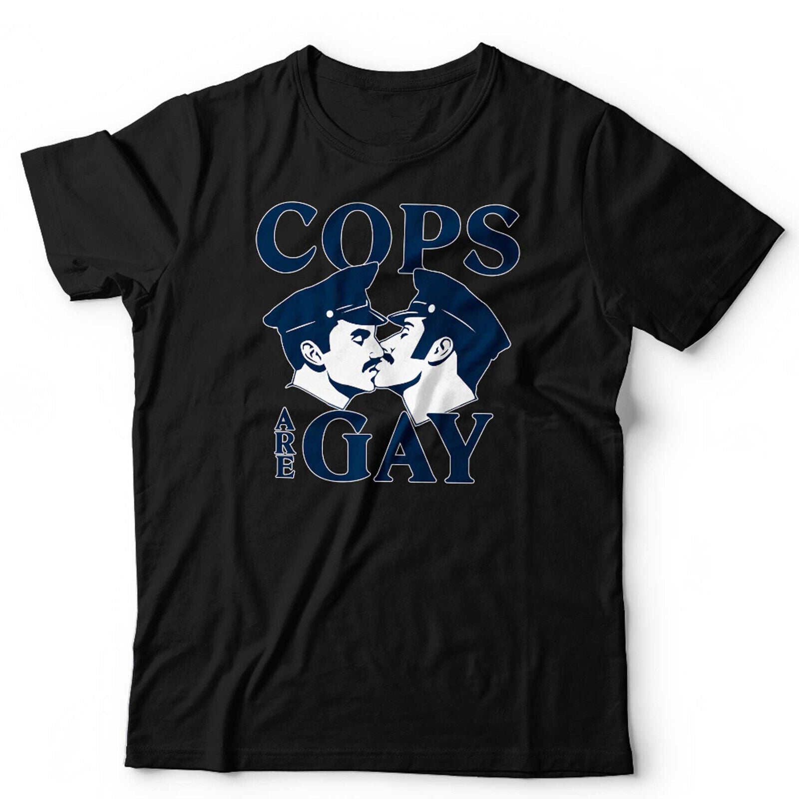 LGBTQ Tshirt Cops Are Gay Unisex Funny Pride Police Kissing Homosexual