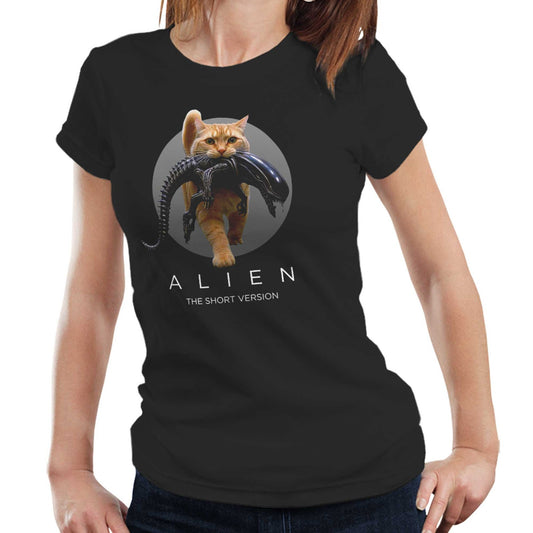 Alien Tshirt Semi Fitted Ladies The Short Version Funny Sci Fi Horror Movie Cat