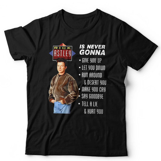 Rick Astley Never Gonna Give You Up Tee Funny Lyric Meme Vintage Style T Shirt