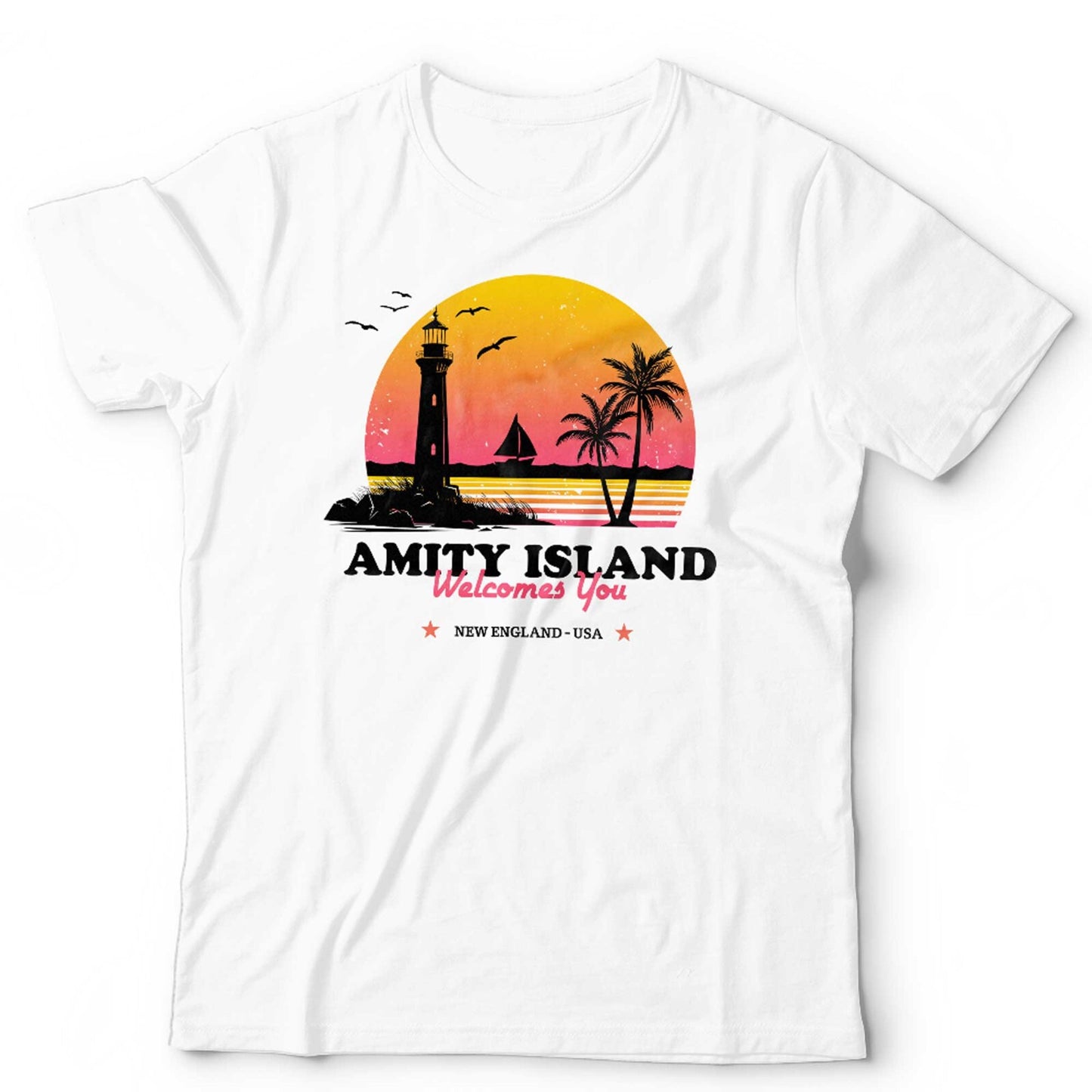 Jaws T Shirt Amity Island Welcomes You Unisex Shark 1975 Retro Vintage Horror