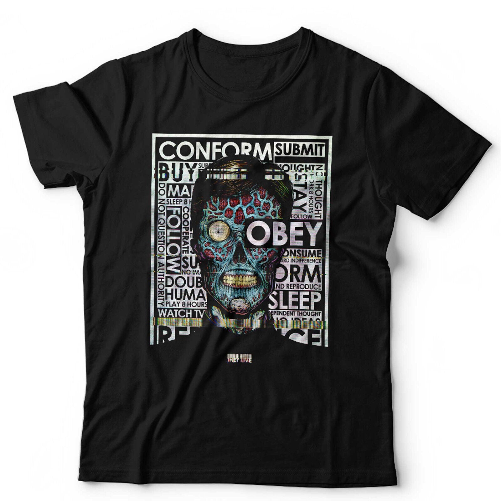 They Live Tshirt Glitch Unisex Retro Vintage 80s Movie Horror Sci Fi