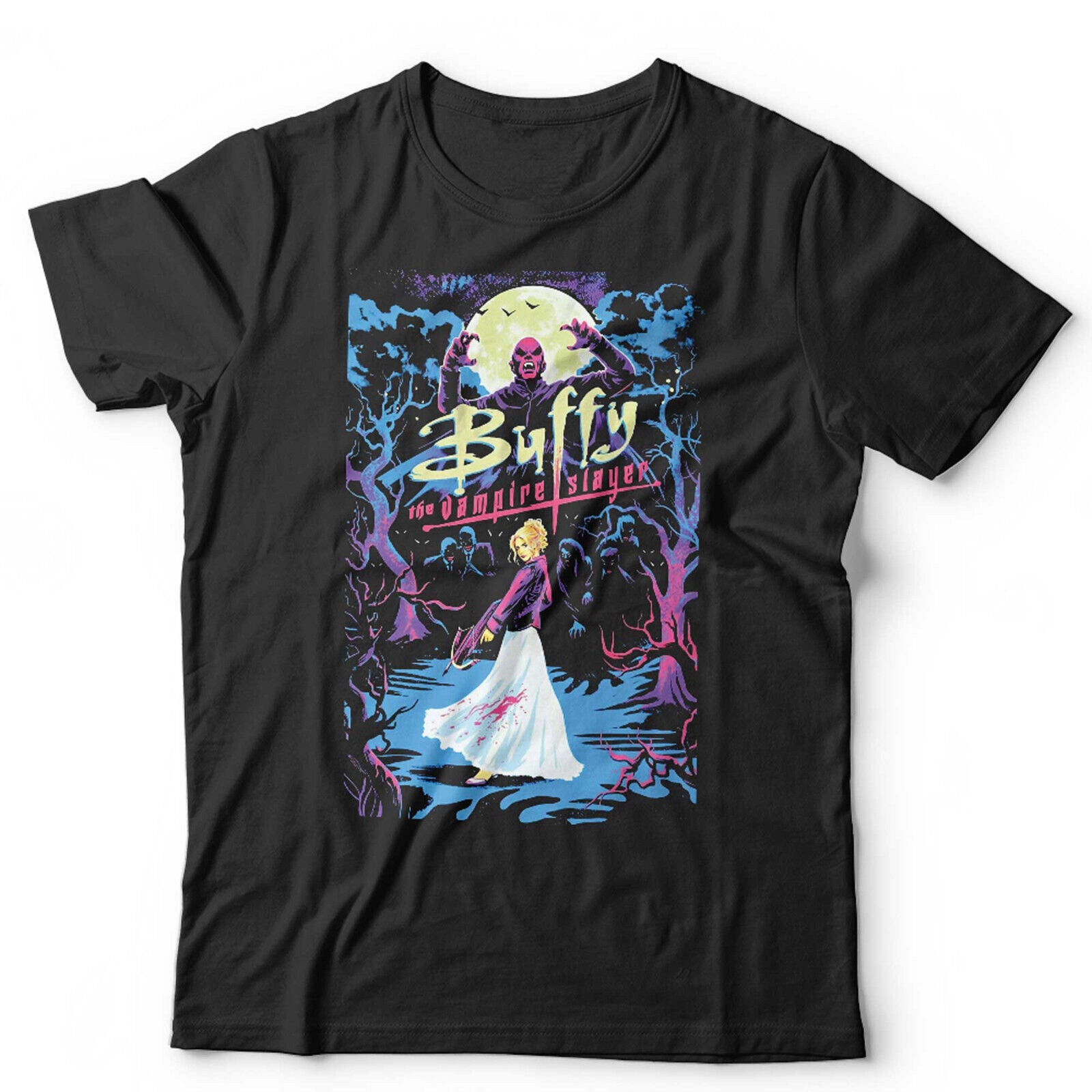 Buffy Vampire Slayer TShirt Retro Poster Art Unisex and Kids Vintage Cartoon
