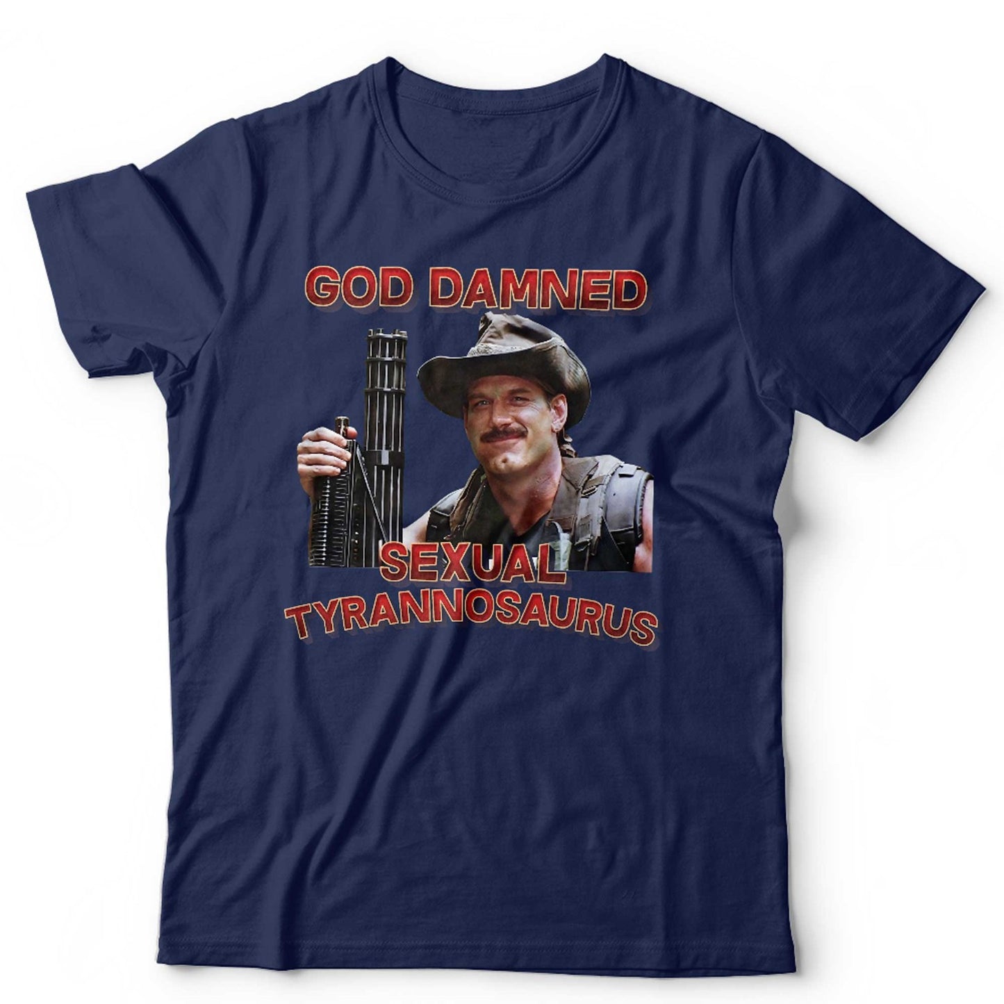 Predator T Shirt God Damned Sexual Tyrannosaurus Unisex Blain Jesse Ventura 80s