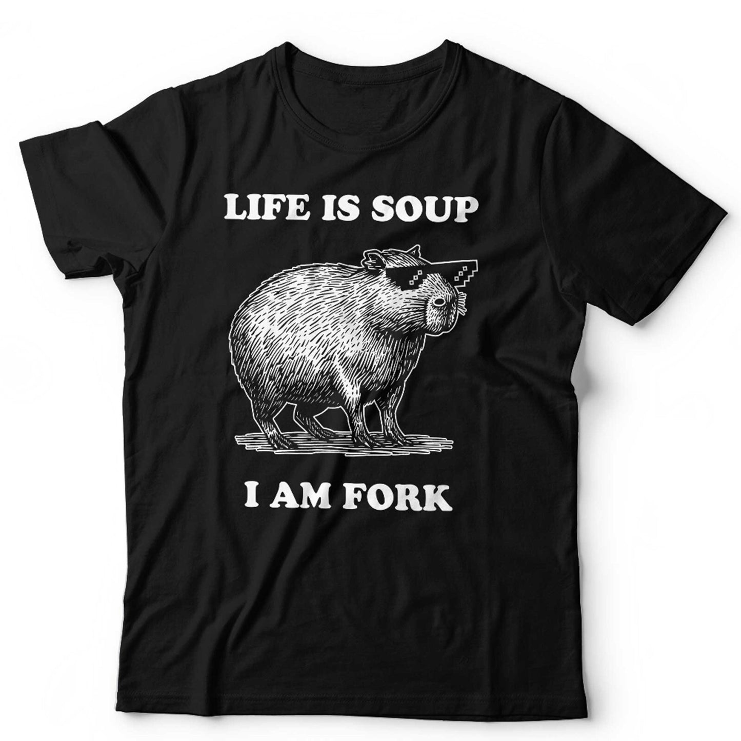 Capybara T Shirt Life Is Soup I Am Fork Unisex Funny Gift Cute Meme Vintage