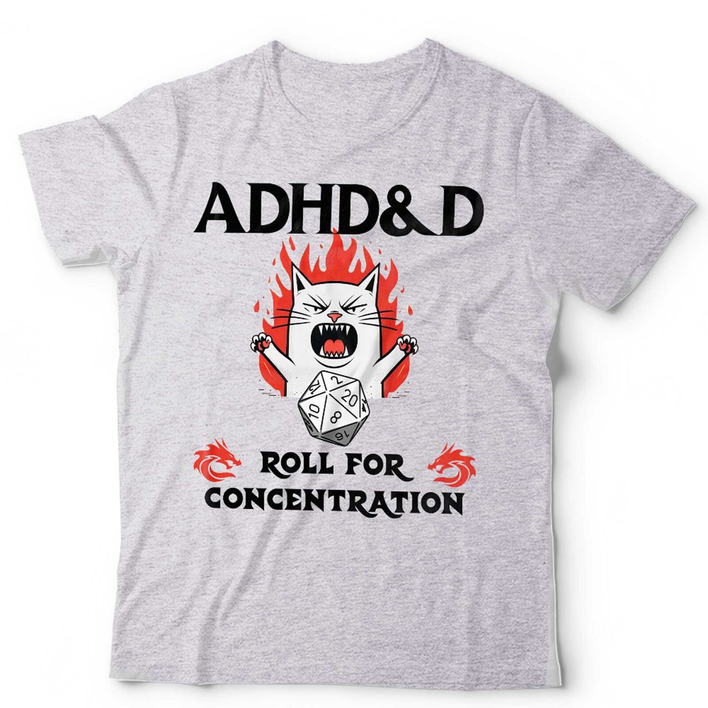 ADHD DandD Tshirt Unisex and Kids Dungeon Master Gamer Role Play Cats Funny Dice