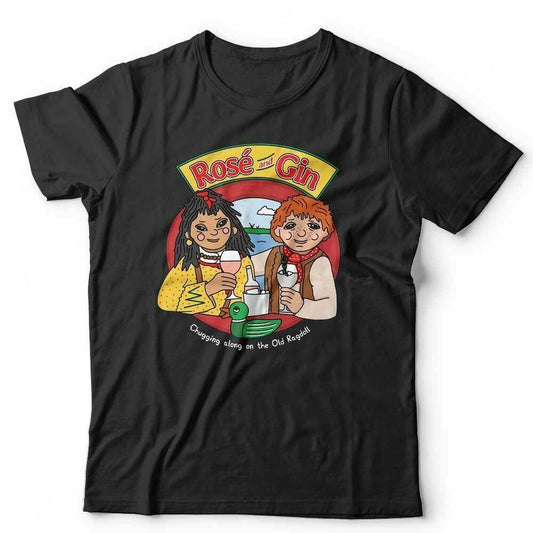 Rose And Gin Tshirt Unisex  Funny 90s Cartoon Drinking Wine Parody Humour