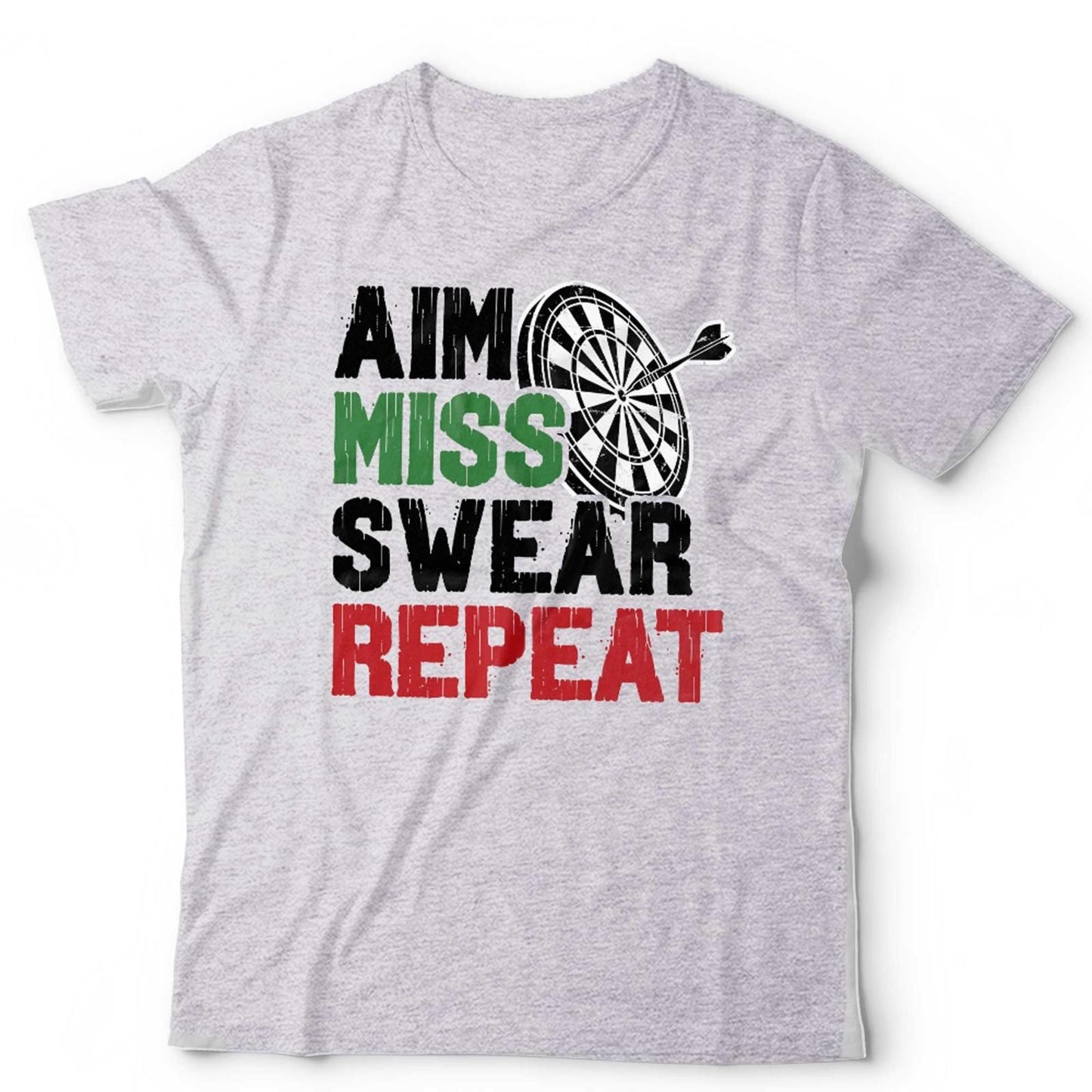 Funny Dart Tshirt Unisex Aim Miss Swear Repeat Arrows Darts Humorous Sports Gift