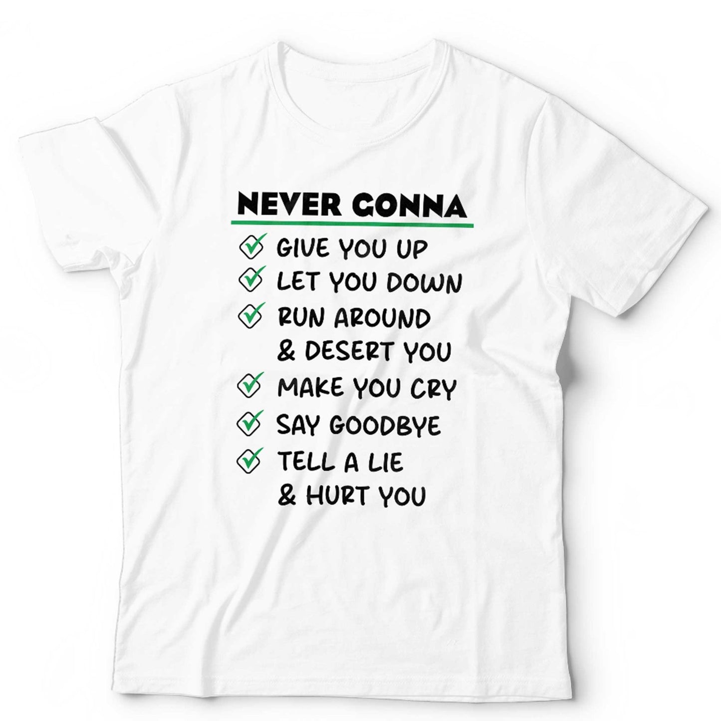 Rick Astley T Shirt Unisex Never Gonna Give You Up Funny Lyric Tee Pop Music