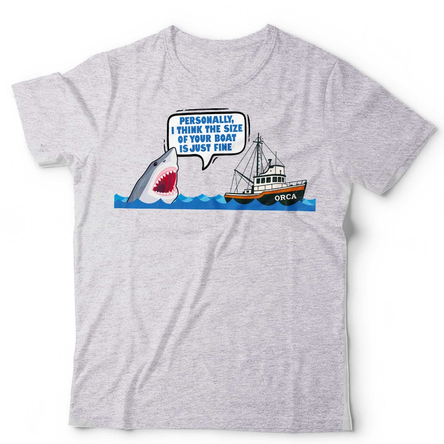 Jaws Tshirt Unisex and Kids Funny Personally I Think The Size Of Your Boat Cartoon