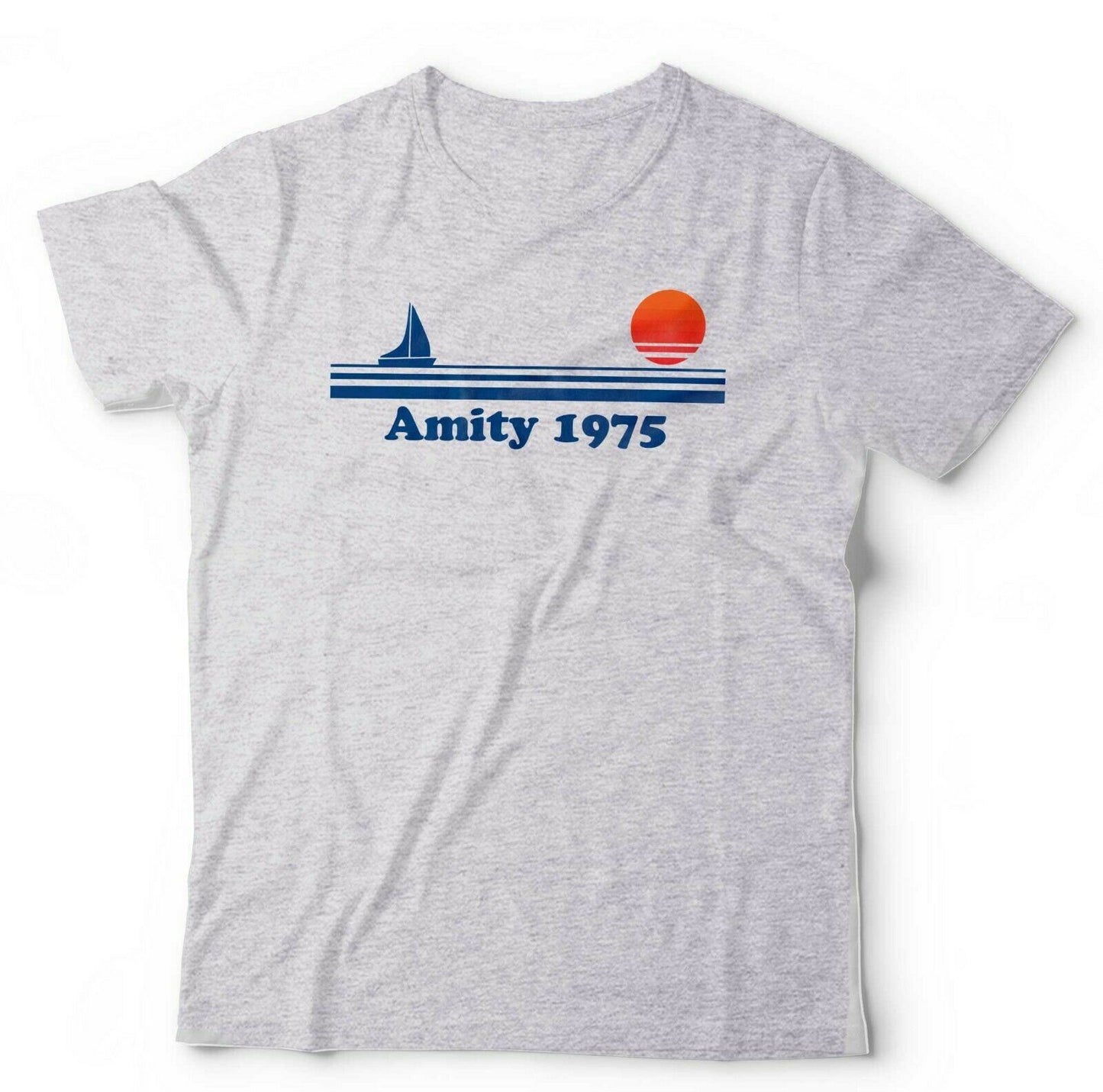 Jaws Tshirt Amity 1975 Unisex Shark Retro Vintage 70s Horror Film Quint