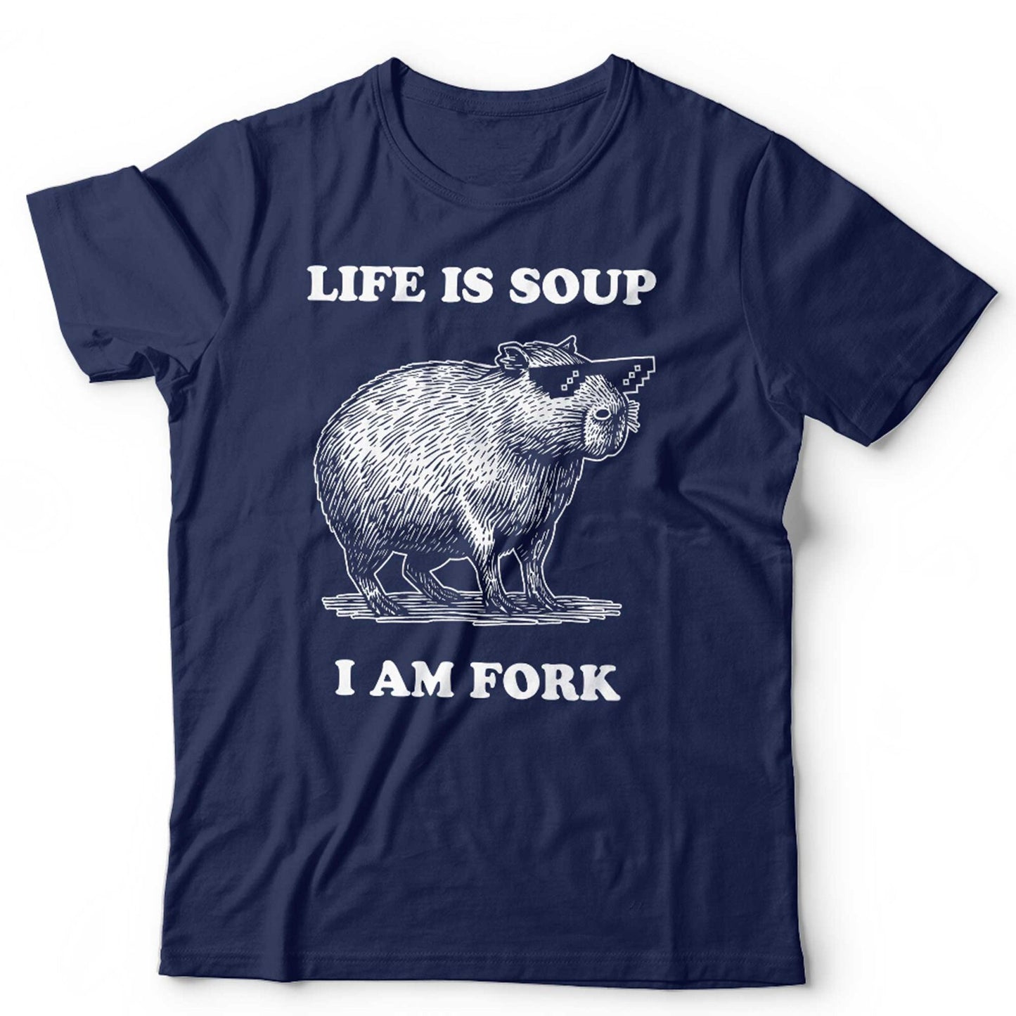 Capybara T Shirt Life Is Soup I Am Fork Unisex Funny Gift Cute Meme Vintage