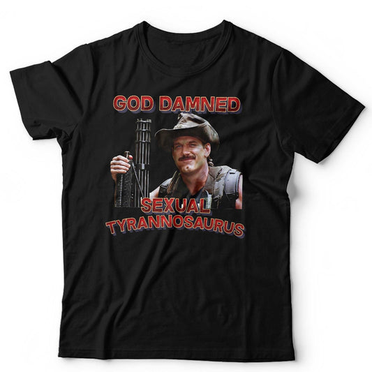 Predator T Shirt God Damned Sexual Tyrannosaurus Unisex Blain Jesse Ventura 80s