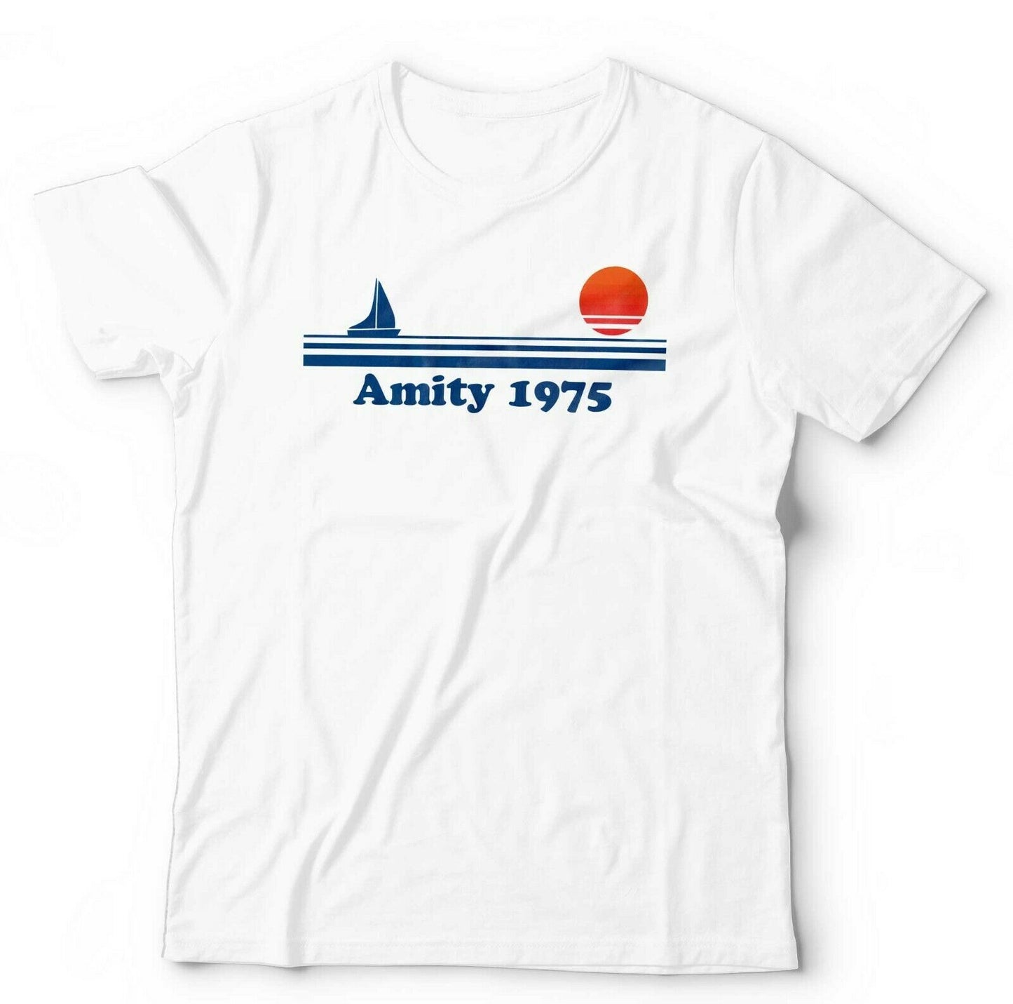Jaws Tshirt Amity 1975 Unisex Shark Retro Vintage 70s Horror Film Quint