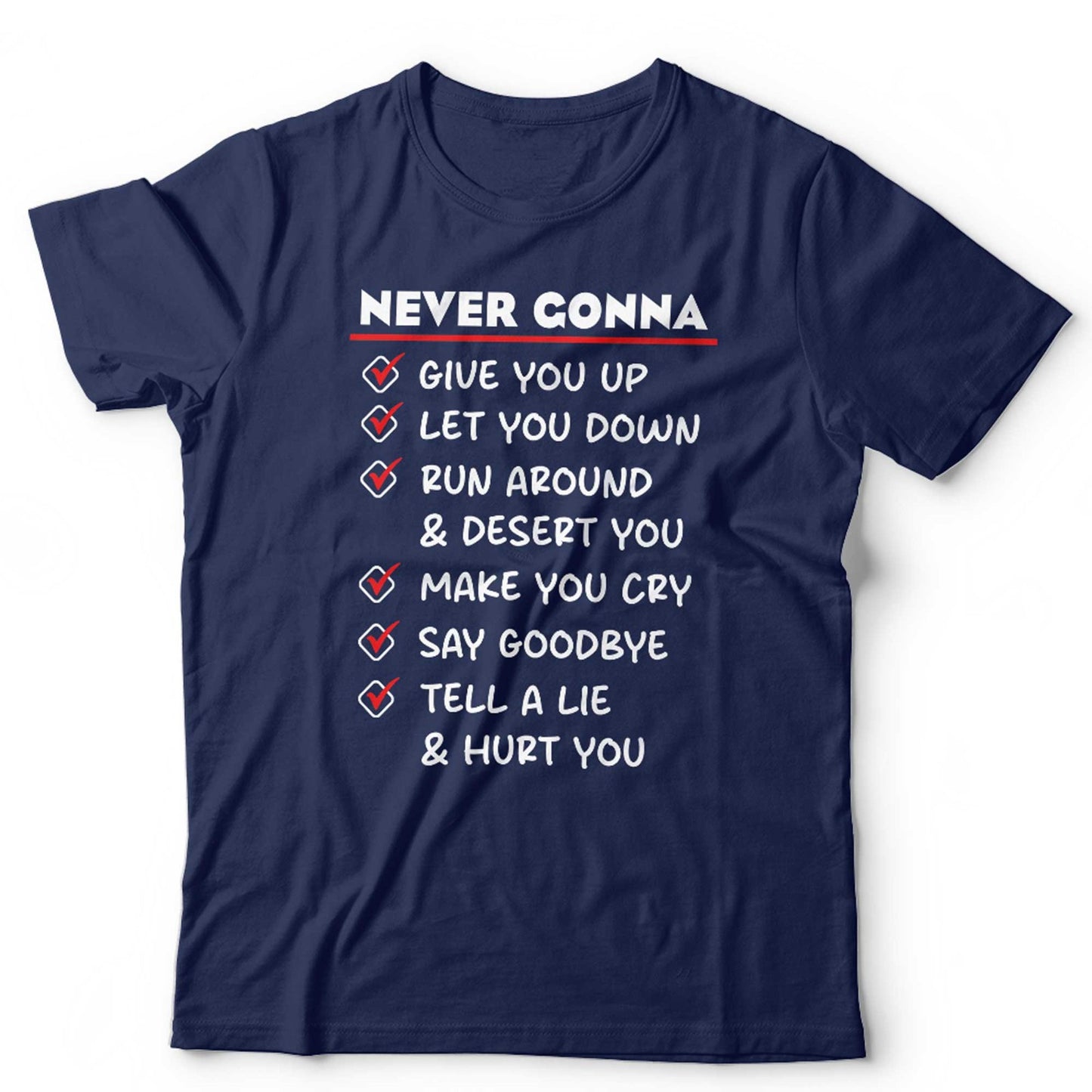 Rick Astley T Shirt Unisex Never Gonna Give You Up Funny Lyric Tee Pop Music