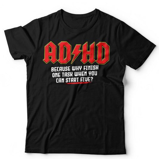 ADHD T Shirt Mental Health Awareness Unisex and Kids Funny Rock Music Parody Biker