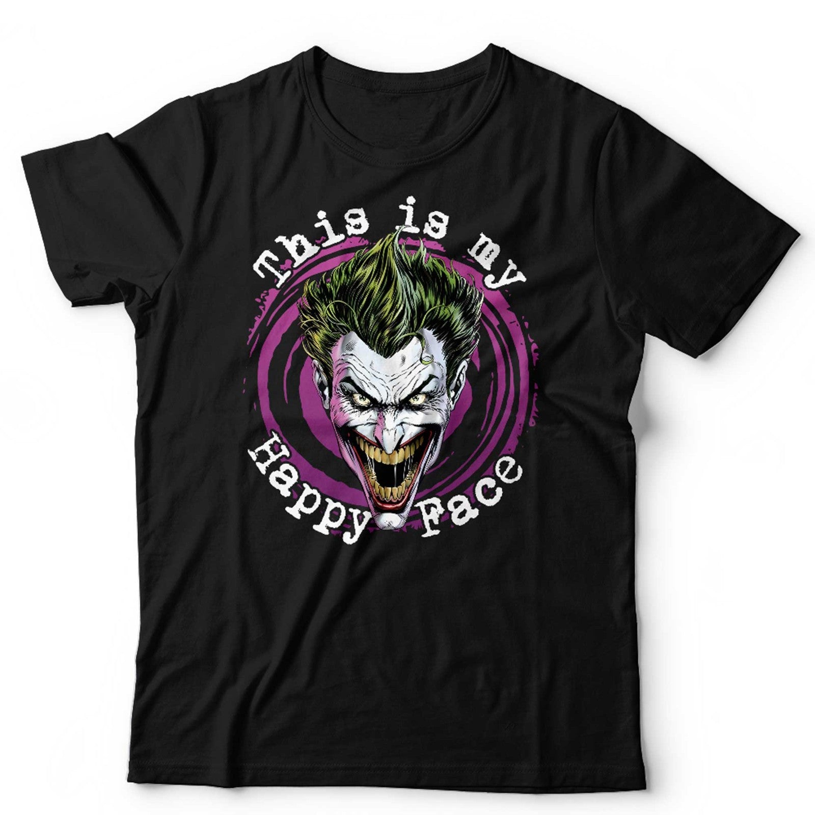 Joker T Shirt Unisex and Kids This Is My Happy Face Funny Geek Nerd Comic Retro