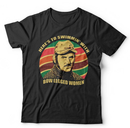 Jaws T shirt Heres To Swimming with Bow Legged Women Unisex and Kids Retro Quint