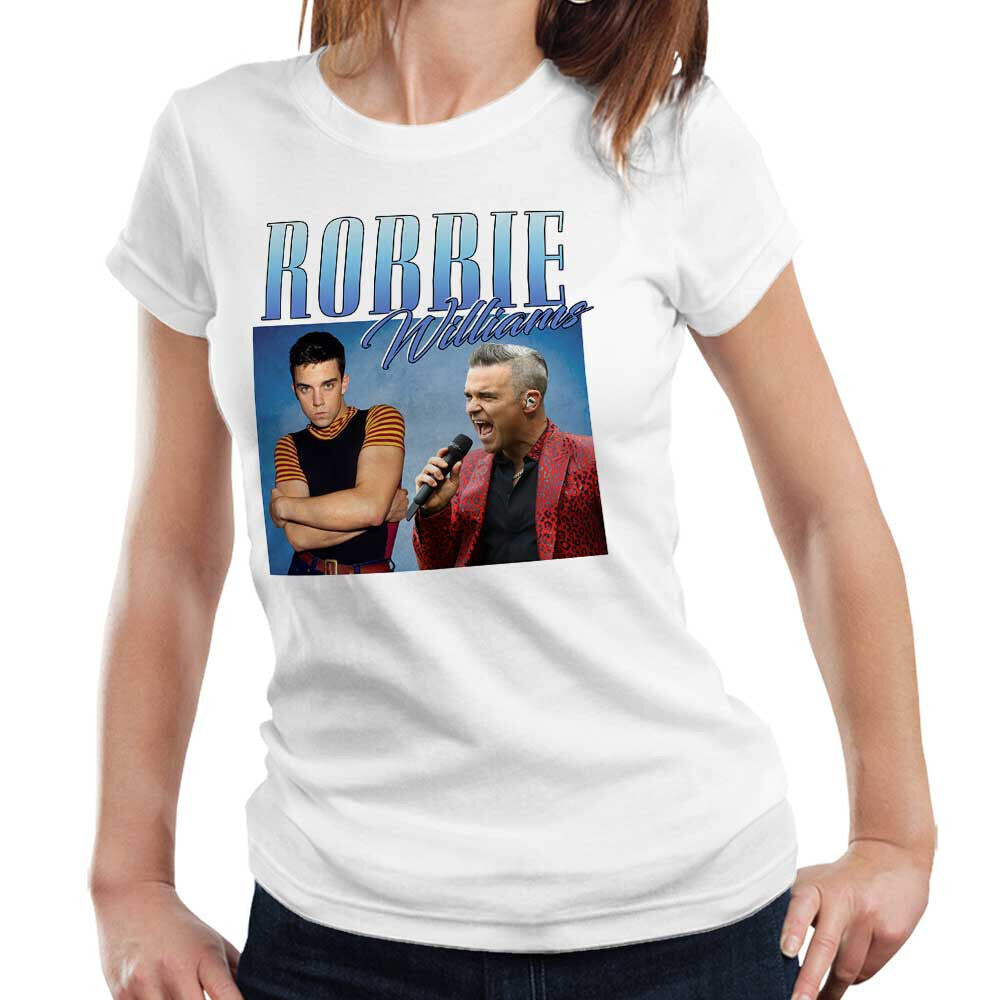 Robbie Williams Tshirt Appreciation Semi Fitted Ladies Throwback Homage Stag Hen