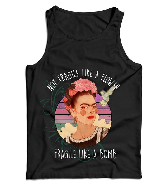 Frida Kahlo Ladies VestTank Top Not Fragile Like A Flower Humour Summer